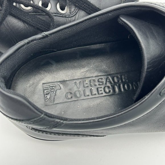 Versace Collection Black Leather Medusa Logo Shoes - Picture 6 of 12